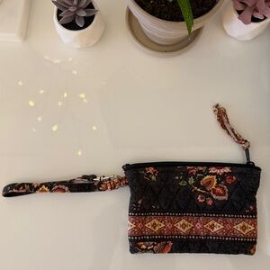 Vera Bradley Retired Vintage Chocolate Flowers Wristlet